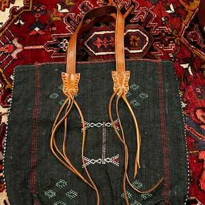 Cactus silk and leather - Tote Bag Purse